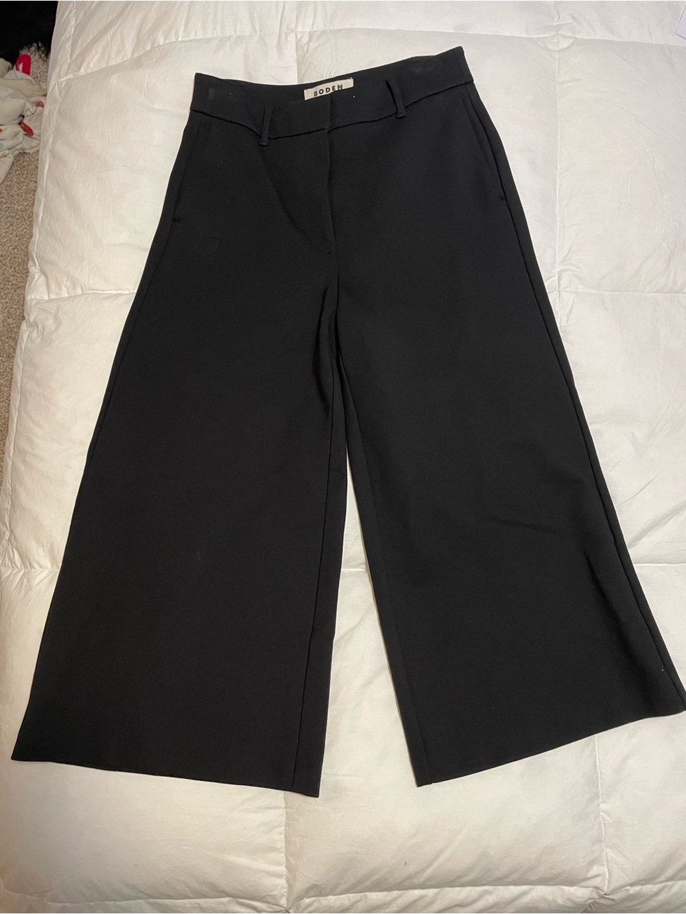 Boden Black Wide Leg Cropped Chino Pants Culottes Sz 4P